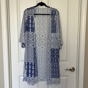 Royal blue and white pattern cover up